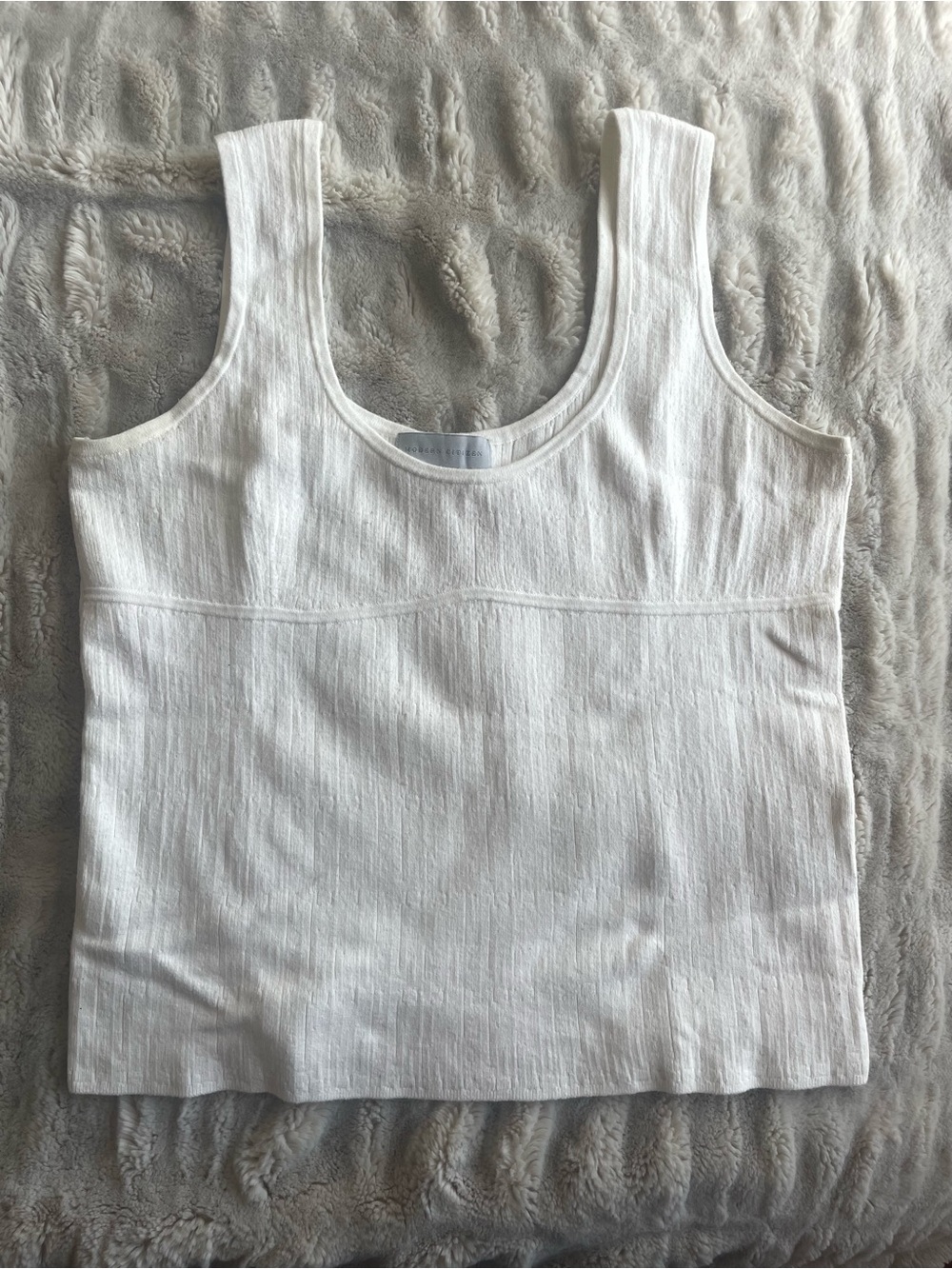 Modern Citizen Sz L White Organic Cotton Aida Contour Sweater Tank Top